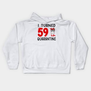 I Turned 59 In Quarantine Funny Cat Facemask Kids Hoodie